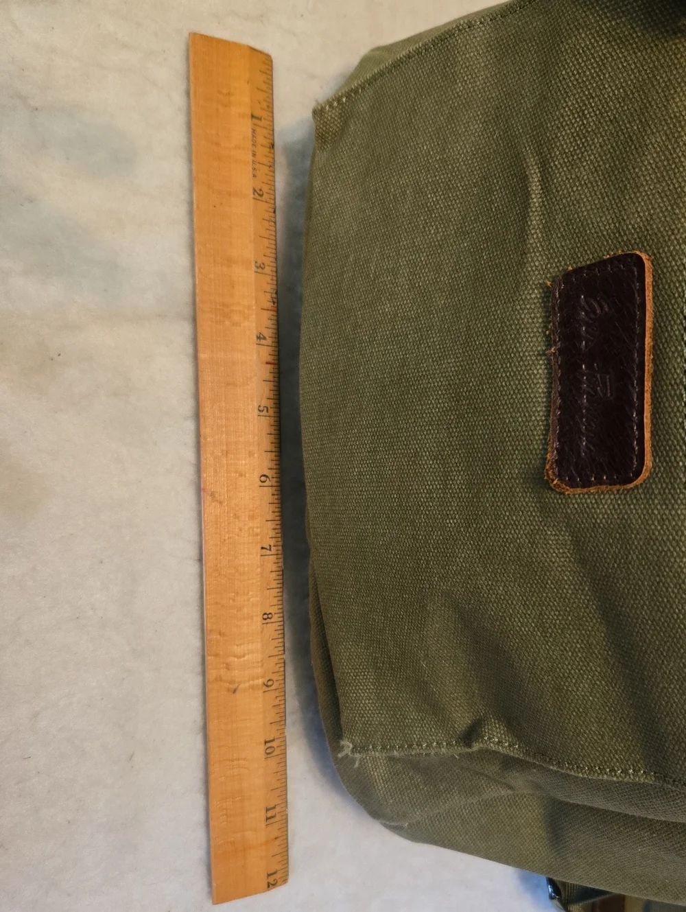 Ever Forward Green Canvas Back Pack Bag with Leather Accent